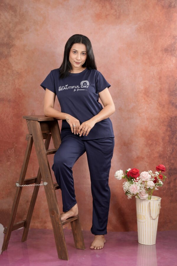 Super Soft Fabric Comfort fit Plain Night Suit Set - Image 2