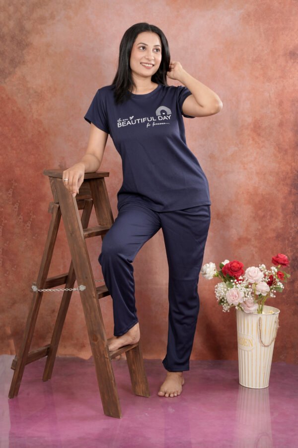 Super Soft Fabric Comfort fit Plain Night Suit Set - Image 4