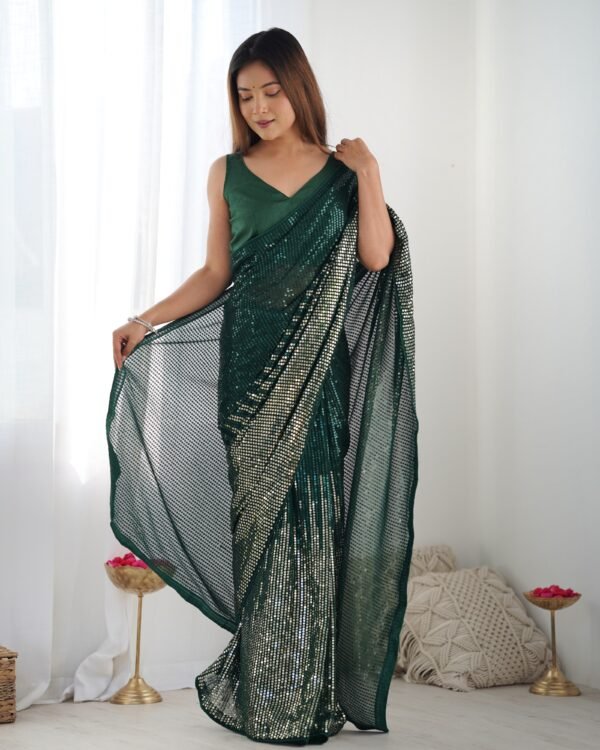 Women's Georgette Saree With Sequins Designer Saree