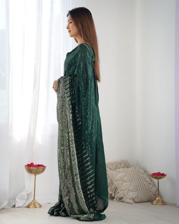 Women's Georgette Saree With Sequins Designer Saree - Image 2
