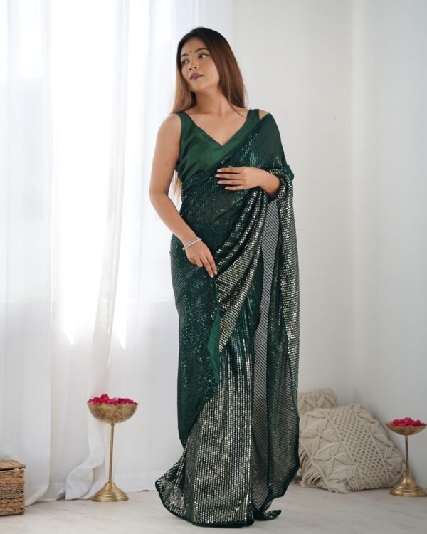 Women's Georgette Saree With Sequins Designer Saree - Image 8