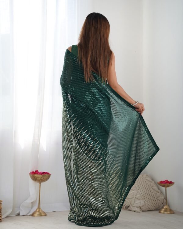 Women's Georgette Saree With Sequins Designer Saree - Image 7