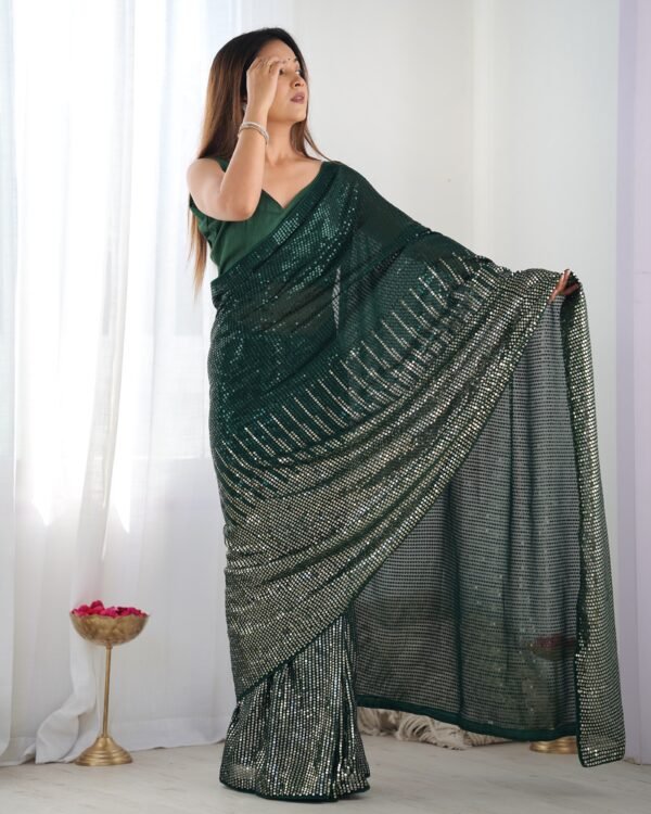 Women's Georgette Saree With Sequins Designer Saree - Image 6