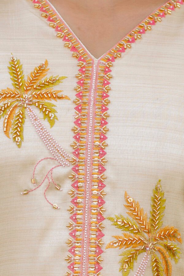 Traditional Kurta Set With Intricate Floral and Animal Embroidery With Hand Work - Image 7