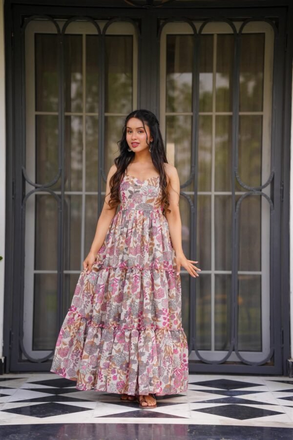 Most Beautuful And Attractive Cotton Printed Poly Blend Gown - Image 2