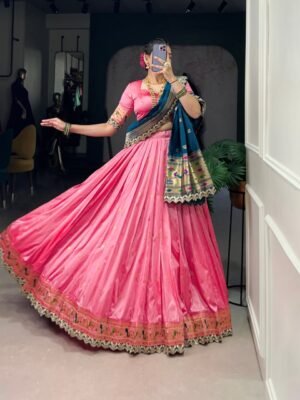 Traditional Weaving Paithani Jacquard Silk Lehenga Choli Set