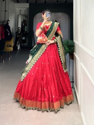 Traditional Weaving Paithani Jacquard Silk Lehenga Choli Set